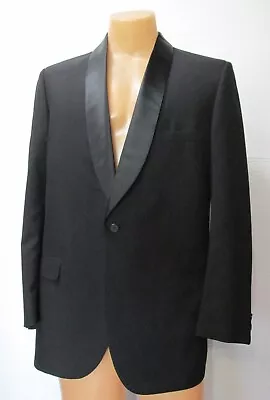 Men's Vintage 60s One Button Black LORD WEST Tuxedo Dinner Jacket Size 42 • $30