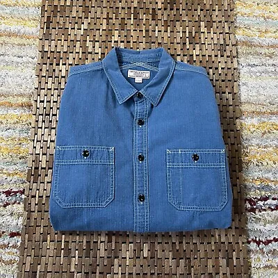 J.CREW Wallace & Barnes Blue Button Down Work Shirt Jacket Men’s Size Large L • $74.95