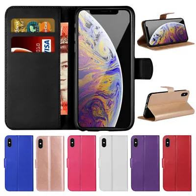 Flip Wallet PU Leather GEL Case Cover Stand For IPhone X SE 5c 5S 6 6S 7 8 Plus • £4.45