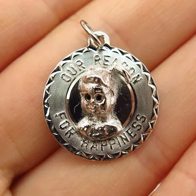 925 Sterling Silver Vintage  Our Reason For Happiness  Baby Charm Pendant • $24.99