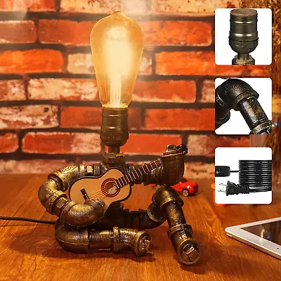 Steampunk Decor Table Lamp: Cool Art Decoration Gift For Men Music Lover Guitar • $78.99