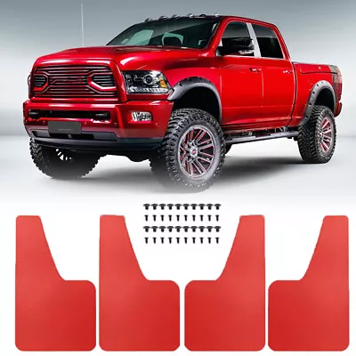 4Pcs Red Car Mudguards Fender Mud Flaps Splash Guards Mudflaps For Dodge Ram • $29.20