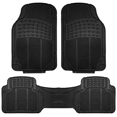 $62.99 • Buy 3 In 1 Car Floor Mats Front Rear Rubber Black Universal Fit Carpet Set