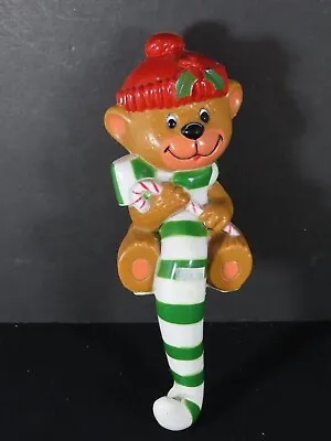 Vintage Teddy Bear Stocking Hanger Hard Plastic Christmas 1982 Hong Kong B8635 • $7.80