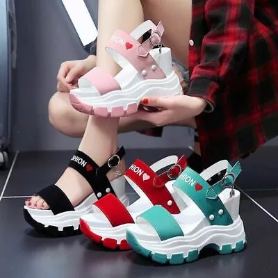 New# Ladies Platform Sandals High Heels Wedges Women's Fish Toe Shoes @H • $60.49