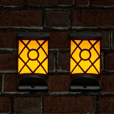 £8.95 • Buy Solar Flame LED Lights Wall Fence Door Shed Garden Outdoor Flickering Torch Lamp