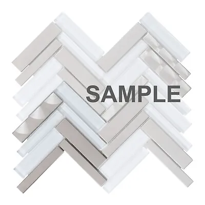 Stainless Steel Metallic Metal Super White Glass Mosaic Tile Kitchen Backsplash • $3.99