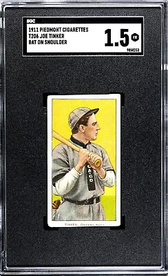 1911 Piedmont T206 Joe Tinker Bat On Shoulder SGC 1.5 SN:9850233 #180 • $426.55