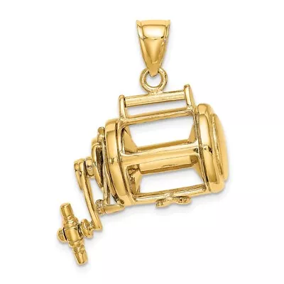 14K Moveable 3D Fishing Reel Charm Bracelet Necklace • $1948.44