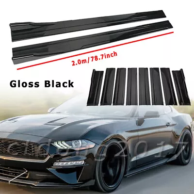 Side Skirt Splitter Spoiler Extension Gloss Black For Mustang GT 2010-2020 AE • $47.95