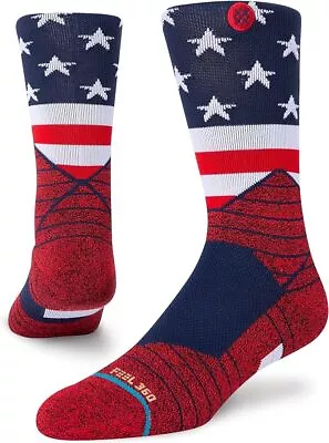 Stance Men's L 9-13 Performance Feel 360 Crew Socks American Flag Stars Stripes • $16.90