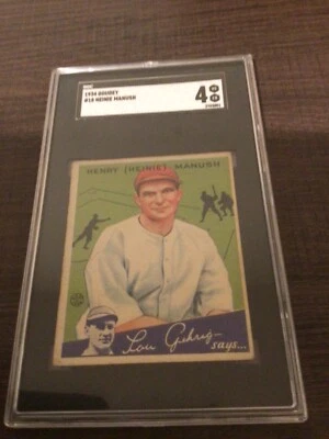 $143.61 • Buy 1934 Goudey Baseball #18 Heinie Manush HOF Washington Senators SGC 4 VG-EX