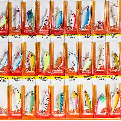 USA Lot 30 Pcs Kinds Of Fish Fishing Lures Crankbaits Hooks Minnow Baits Tackle • $18.75