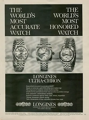 £9.66 • Buy 1969 Longines Most Accurate Watch Ultra-Chron 8014 8150 Photo Vintage Print Ad