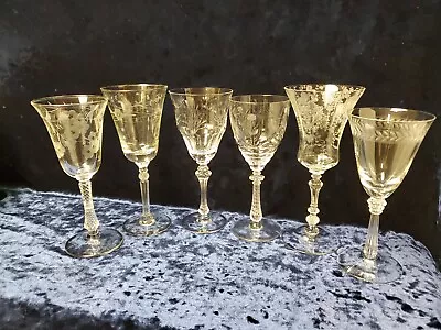 6) Elegant Mismatched Vintage Stemware Wine Glasses • $40