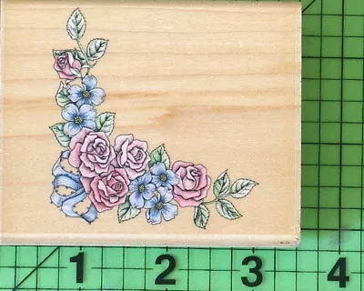 Romantic Rose Corner A802F Wood Mounted Rubber Stamp By Rubber Stampede • $5.95