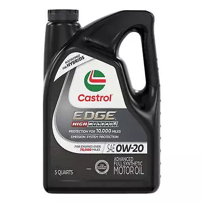 Castrol EDGE High Mileage 0W-20 Advanced Full Synthetic Motor Oil 5 Quarts • $28.21