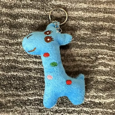 Cute Giraffe Plush Keyring Bag Charm Key Fob Keychain Animal Blue Backpack New • $6.25