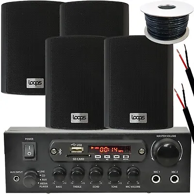 £199.99 • Buy Outdoor Bluetooth Speaker Kit 4x Black Karaoke Stereo Amp Garden BBQ Parties