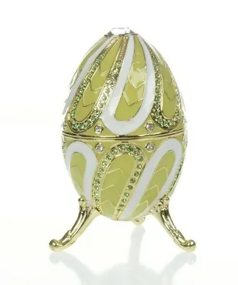 Green Faberge Egg Trinket Box & Music Handmade By Keren Kopal Crystals • $128