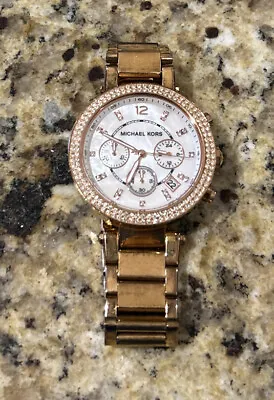 Michael Kors Rose Gold Tone MK5491 Parker Mother Of Pearl Dial Women's Watch • $47.89