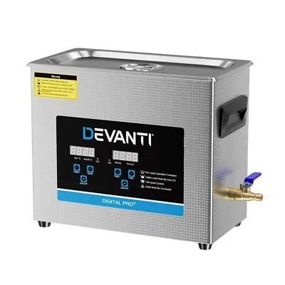 Devanti 6.5L Ultrasonic Cleaner Heater Cleaning Machine Timer Industrial 180W • $146.92