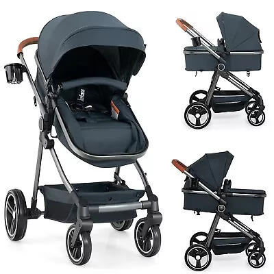 INFANS 2 In 1 BABY STROLLER CONVERTIBLE REVERSIBLE BASSINET PRAM FOLDABLE • $110