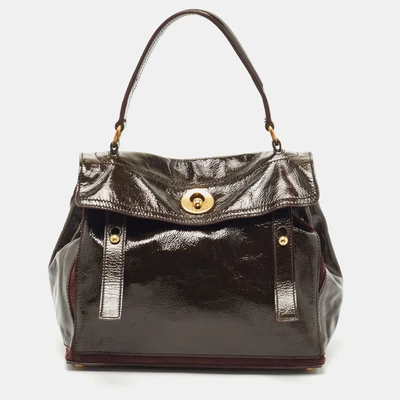 $734.26 • Buy Yves Saint Laurent Burgundy Patent Leather Medium Muse Two Satchel