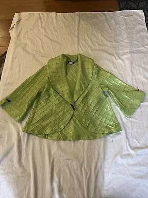 Ic Collection Woman's Bright Green Swing Jacket  Made In The USA Medium • $17.99