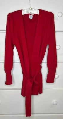 CABI Sweater MEDIUM Red Cabaret Cardigan Open Front Long SLeeve 5634 • $14.95
