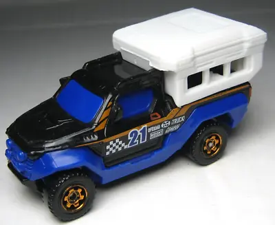 2015 Matchbox Travel Trecker #21 Black & Blue 1:64 Diecast 3  Pickup W/ Camper • $10.99