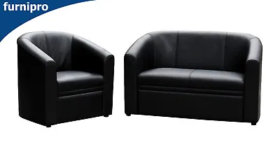 Office Classic Brighton Single Or Double Seater Lounge Tub Chair Black Leather • $555