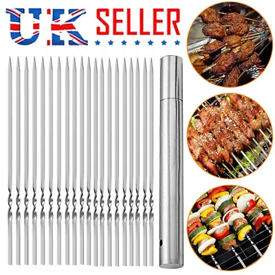 20 Pack X 35cm BBQ Barbecue Metal Skewers Sticks Grill Kebab Outdoor Camping • £7.88