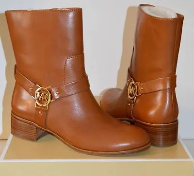 NIB $250 Authentic Michael Kors Turner Leather Ankle Boot Luggage Sz 6.5 Or 7 • $95
