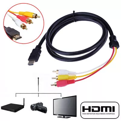 1080p HDMI Male S-video To 3 RCA AV Audio Cable W/SCART To 3 RCA Phono Adapter • £5.79