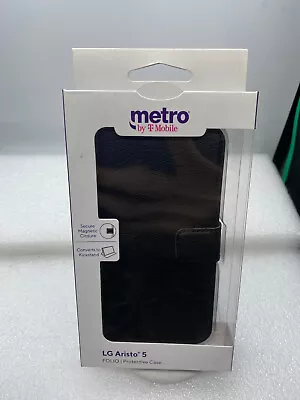 MetroPCS Protective Folio Black Phone Case With Magnetic Closur For LG Aristo 5  • $1.99