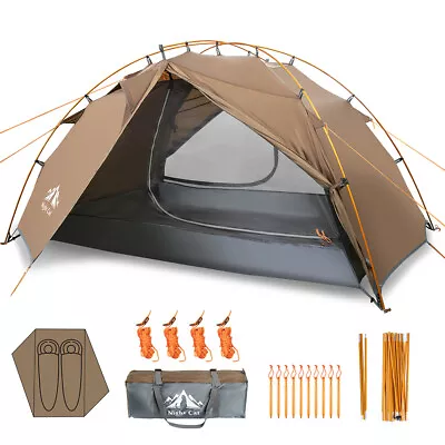 Night Cat 2 Person Man Berth Double Skin Camping Festival Pyramid Tent Shelter • £99.98