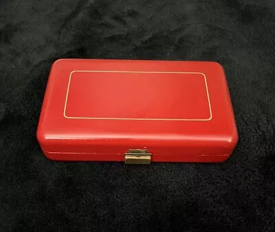 Vintage BUXTON Saddle Cowhide Leather Travel Jewelry Hard Box Case 7 X 4.5 X 1.5 • $30