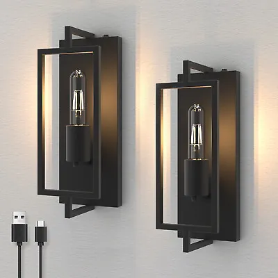 Wall Sconces Pair Battery Operated Wall Light Fixture Wall Lamp For Bedroom • $65.99