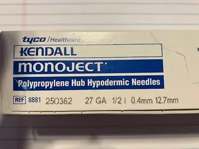 KENDALL Monoject Dental Needle Plastic Hub 27g 1/2 Inch 50 Pcs • $7.50