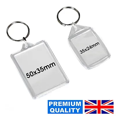 50x35mm 35x24mm Insert Clear Blank Acrylic Plastic Photo Keyrings Personalise UK • £1.45