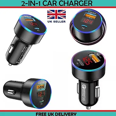 USB+TYPE-C 20W PD Fast Car Charger Plug For Apple IPhone 15 /15+/ 15 Pro/Pro Max • £5.95