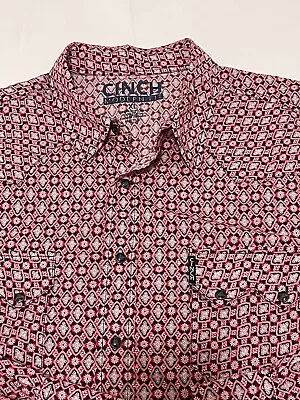 Cinch Shirt Mens Extra Large XL Red Geometric Modern Fit Western Cowboy Tribal • $24.95