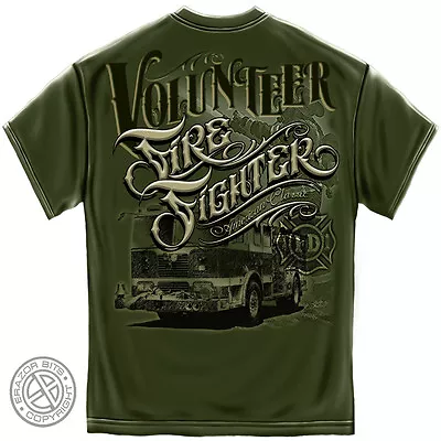 New Volunteer Firefighter American Classic Green T-shirt  • $25.99