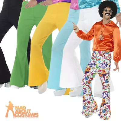 £16.99 • Buy Adult 1960s Flared Trousers Groovy Disco Flares Men Fancy Dress Outfit Accessory