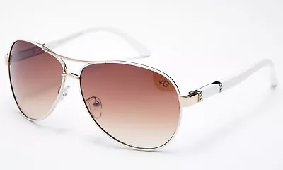 Metal Frame Sunglasses White Pilot Colored Trim Sunglasses  • $9.99