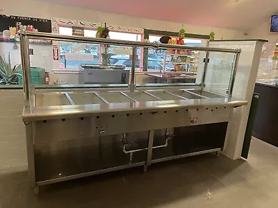 108  9ft Steam Table 8 Full-size Pans Natural Gas W/ Sneeze Guard - NSF • $7500