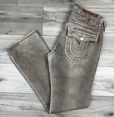 True Religion Jeans Mens 32x34 Ricky Super T Gray Thick Stitch Denim Pants USA • $95