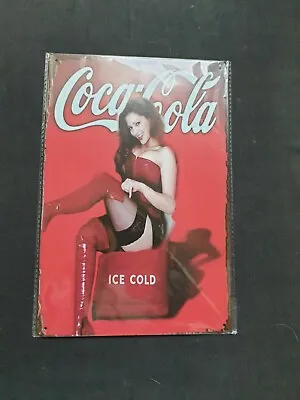 Coca Cola Girl Metal Sign Plaque Man Cave Garage Pub Bar Vintage Retro FREE P&P • £8