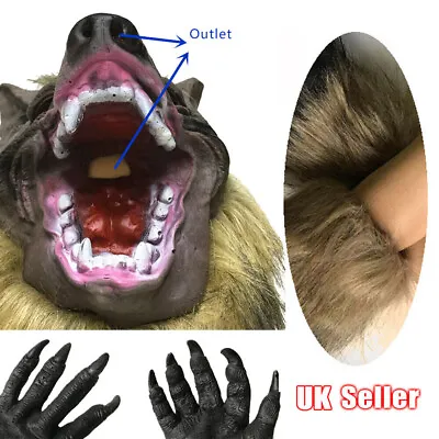 £16.99 • Buy Adults Werewolf Wolf Grey Fairytale Halloween Mask Claws Gloves Costume Kit